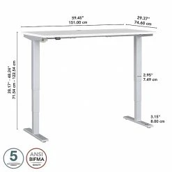 Bush Business Furniture Move 40 Series 28''-48'' Adjustable Standing Desk, White/Cool Gray Metallic (M4S6030WHSK) 12 Bush Business Furniture Move 40 Series 28''-48'' Adjustable Standing Desk, White/Cool Gray Metallic (M4S6030WHSK) -Staples Department Store sp166198183 sc7