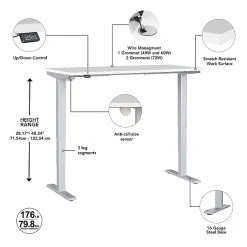 Bush Business Furniture Move 40 Series 28''-48'' Adjustable Standing Desk, White/Cool Gray Metallic (M4S6030WHSK) 10 Bush Business Furniture Move 40 Series 28''-48'' Adjustable Standing Desk, White/Cool Gray Metallic (M4S6030WHSK) -Staples Department Store sp166198395 sc7