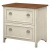 Bush Furniture Fairview 2 Drawer Lateral File Cabinet, Antique White And Tea Maple (WC53284T)