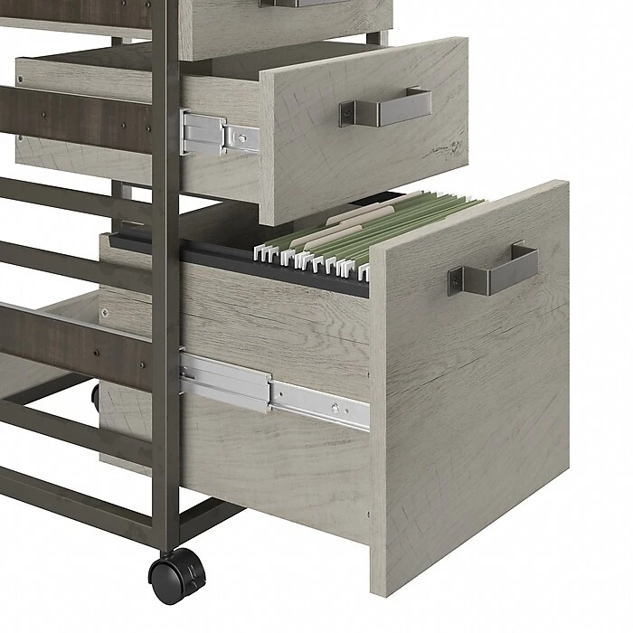 Bush Furniture Refinery 3-Drawer Vertical File Cabinet, Mobile/Pedestal, Letter, Cottage White, 18" (RFF116CWH-03) 6 Bush Furniture Refinery 3-Drawer Vertical File Cabinet, Mobile/Pedestal, Letter, Cottage White, 18" (RFF116CWH-03) - Image 6