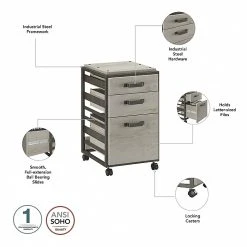 Bush Furniture Refinery 3-Drawer Vertical File Cabinet, Mobile/Pedestal, Letter, Cottage White, 18" (RFF116CWH-03) 10 Bush Furniture Refinery 3-Drawer Vertical File Cabinet, Mobile/Pedestal, Letter, Cottage White, 18" (RFF116CWH-03) -Staples Department Store sp168941341 sc7