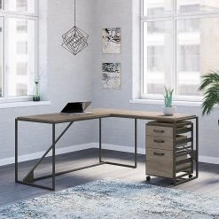 Bush Furniture Refinery 3-Drawer Vertical File Cabinet, Mobile/Pedestal, Letter, Restored Gray, 18" (RFF116RTG-03) -Staples Department Store sp168941436 sc7