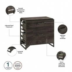 Bush Furniture Refinery 2-Drawer Lateral File Cabinet, Letter/Legal, Dark Gray Hickory, 32" (RFF132GH-03) -Staples Department Store sp168941543 sc7