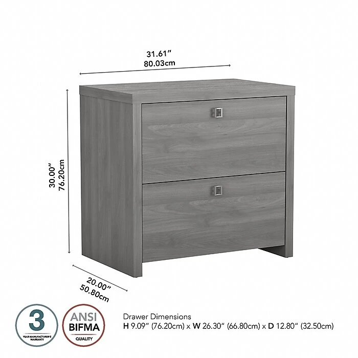 Office By Kathy Ireland® Echo 2-Drawer Lateral File Cabinet, Letter/Legal, Modern Gray, 32" (KI60402-03) 4 Office By Kathy Ireland® Echo 2-Drawer Lateral File Cabinet, Letter/Legal, Modern Gray, 32" (KI60402-03) - Image 4