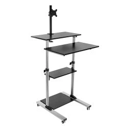 Mount-It! Rolling Sit-Stand Computer Workstation With Monitor Mount, Silver (MI-7942)