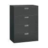 HON Brigade 600 Series 4-Drawer Lateral File Cabinet, Locking, Charcoal, Letter/Legal, 42"W (H694LS)