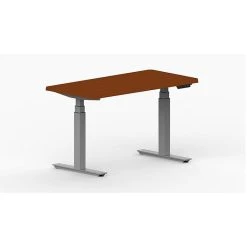 LifeFlo Ergonomics Height Adjustable Desk, 60"W X 30"D X 1 1/8" Thick, Cherry (LFO-6030-E2-CH)