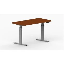 LifeFlo Ergonomics Height Adjustable Desk, 36" W X 24" D X 1 1/8" Thick. Double Column. Cherry. (LFO-3624-E2-CH)