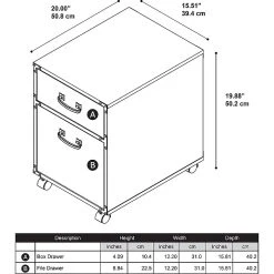Office By Kathy Ireland® Ironworks 2 Drawer Mobile File Cabinet, Coastal Cherry (KI50202-03) 13 Office By Kathy Ireland® Ironworks 2 Drawer Mobile File Cabinet, Coastal Cherry (KI50202-03) -Staples Department Store sp21336250 sc7