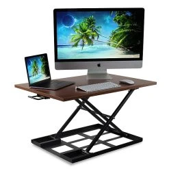 Mount-It! 17" Height-Adjustable Sit Stand Desk Converter, Brown (MI-7929-BRN)
