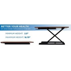 Mount-It! 17" Height-Adjustable Sit Stand Desk Converter, Brown (MI-7929-BRN) -Staples Department Store sp21608004 sc7