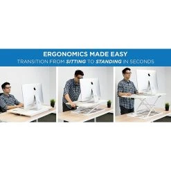 Mount-It! 17" Height Adjustable Sit Stand Desk Converter, White (MI-7929-WHT) -Staples Department Store sp21608007 sc7