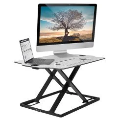 Mount-It! 1.3" -16" Tabletop Standing Desk Converter, White/Silver (MI-7938)