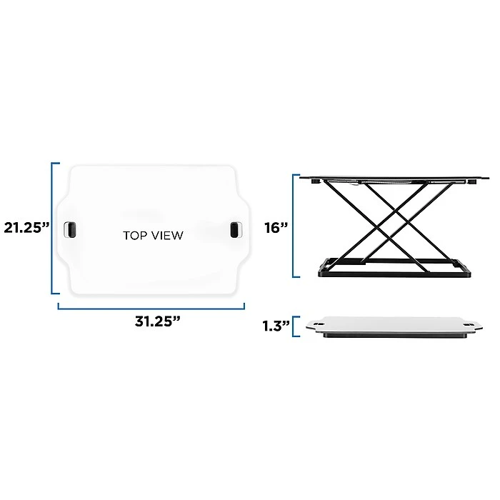 Mount-It! 1.3" -16" Tabletop Standing Desk Converter, White/Silver (MI-7938) 4 Mount-It! 1.3" -16" Tabletop Standing Desk Converter, White/Silver (MI-7938) - Image 4