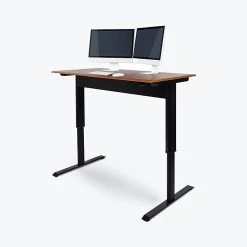 Luxor Furniture 56" Pneumatic Adjustable Desk, Teak Top (SPN56F-BK/TK)