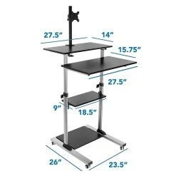 Mount-It! Rolling Sit-Stand Computer Workstation With Monitor Mount, Silver (MI-7942) -Staples Department Store sp32072564 sc7