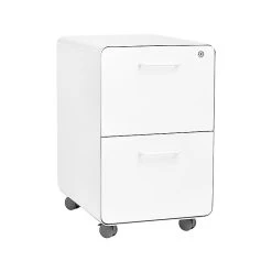 Poppin Stow 2-Drawer Vertical File Cabinet, Locking, Letter/Legal, White, 20"D (100914)