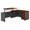 Bush Business Furniture Westfield 60W X 43D Left Hand 3 Position Sit To Stand L Desk W/ File Cabinet, Hansen Cherry (SRC127HCSU)