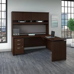 Bush Business Furniture Westfield 72W X 30D 3 Position Sit To Stand L Desk W/ Hutch And File Cabinet, Mocha Cherry (SRC124MRSU) -Staples Department Store sp38462118 sc7