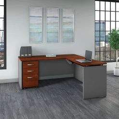 Bush Business Furniture Westfield 72W X 30D 3 Position Sit To Stand L Desk With Mobile File Cabinet, Hansen Cherry (SRC125HCSU) -Staples Department Store sp38462278 sc7