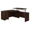 Bush Business Furniture Westfield 60W X 43D Right Hand 3 Position Sit To Stand L Desk W/ File Cabinet, Mocha Cherry (SRC128MRSU)