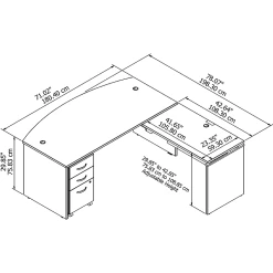 Bush Business Furniture Westfield 72W X 36D 3 Position Bow Front Sit To Stand L Desk W/ File Cabinet, Mocha Cherry (SRC126MRSU) -Staples Department Store sp38463783 sc7