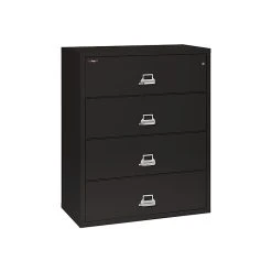 FireKing Classic 4-Drawer Lateral File Cabinet, Fire Resistant, Letter/Legal, Black, 44.5"W (4-4422-CBL)