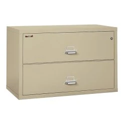 FireKing Classic 2-Drawer Lateral File Cabinet, Fire Resistant, Beige, Letter/Legal, 44.5"W (2-4422-CPA)