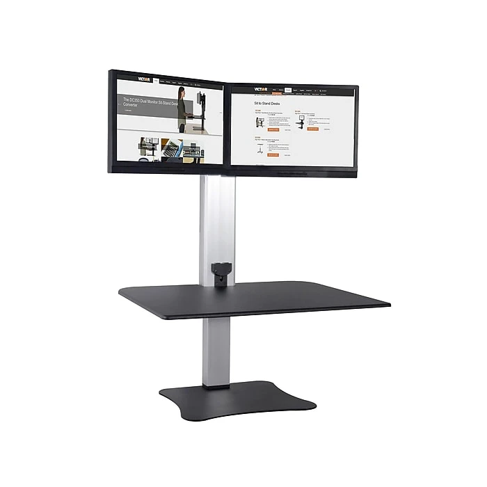 Victor Technology 28" W High Rise™ Electric Dual Monitor Standing Desk, Laminate Wood (DC450) 1 Victor Technology 28" W High Rise™ Electric Dual Monitor Standing Desk, Laminate Wood (DC450)