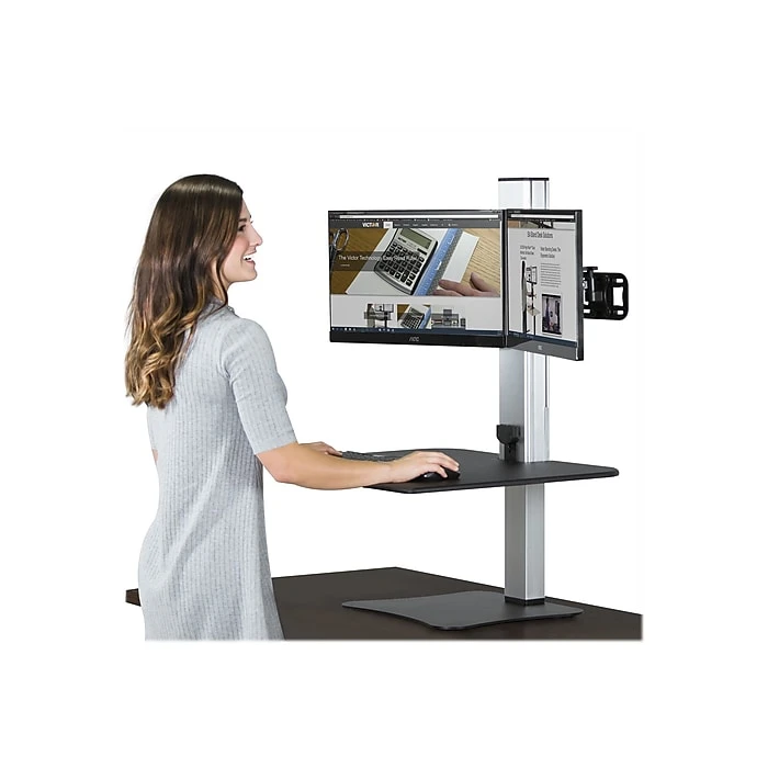 Victor Technology 28" W High Rise™ Electric Dual Monitor Standing Desk, Laminate Wood (DC450) 4 Victor Technology 28" W High Rise™ Electric Dual Monitor Standing Desk, Laminate Wood (DC450) - Image 4