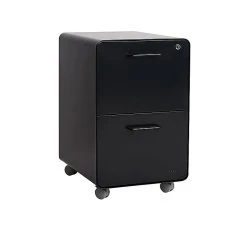 Poppin Stow 2-Drawer Vertical File Cabinet, Mobile/Pedestal, Black, Letter/Legal, 20"D (103107)