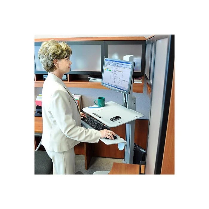 Ergotron WorkFit-C Single LD 22"W Adjustable Desk, Aluminium/Plastic/Steel (24-198-055) 3 Ergotron WorkFit-C Single LD 22"W Adjustable Desk, Aluminium/Plastic/Steel (24-198-055) - Image 3