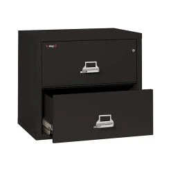 FireKing Classic 2-Drawer Lateral File Cabinet, Fire Resistant, Letter/Legal, Black, 31.19"W (2-3122-CBL)