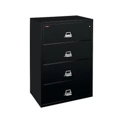 FireKing Classic 4-Drawer Lateral File Cabinet, Fire Resistant, Letter/Legal, Black, 31.19"W (4-3122-CBL)