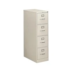 HON 310 Series 4-Drawer Vertical File Cabinet, Locking, Letter, Gray, 26.5"D (HON314PQ)