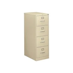 HON 310 Series 4-Drawer Vertical File Cabinet, Locking, Legal, Putty/Beige, 26.5"D (H314C.P.L)