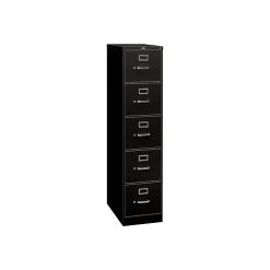 HON 310 Series 5-Drawer Vertical File Cabinet, Locking, Legal, Black, 26.5"D (H315C.P.P)