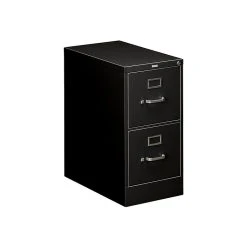HON 510 Series 2-Drawer Vertical File Cabinet, Locking, Letter, Black, 25"D (HON512PP)