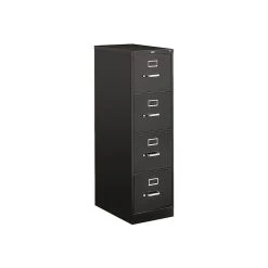 HON 510 Series 4-Drawer Vertical File Cabinet, Locking, Letter, Black, 25"D (HON514PP)