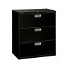 HON Brigade 600 Series 3-Drawer Lateral File Cabinet, Locking, Letter/Legal, Black, 36"W (H683.L.P)