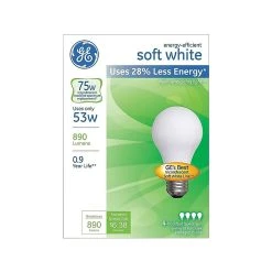 GE Energy Efficient Lighting 53 Watts Soft White Halogen Bulbs, 4/Pack (66248)