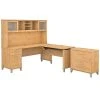 Bush Furniture Somerset 72W 3 Position Sit To Stand L Shaped Desk With Hutch And File Cabinet, Maple Cross (SET016MC)