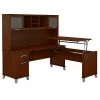 Bush Furniture Somerset 72W 3 Position Sit To Stand L Shaped Desk With Hutch, Hansen Cherry (SET015HC)