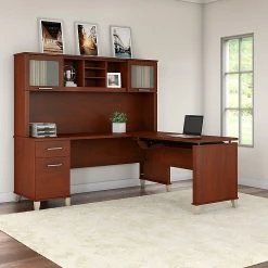 Bush Furniture Somerset 72W 3 Position Sit To Stand L Shaped Desk With Hutch, Hansen Cherry (SET015HC) 13 Bush Furniture Somerset 72W 3 Position Sit To Stand L Shaped Desk With Hutch, Hansen Cherry (SET015HC) -Staples Department Store sp45060427 sc7