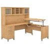 Bush Furniture Somerset 72W 3 Position Sit To Stand L Shaped Desk With Hutch, Maple Cross (SET015MC)