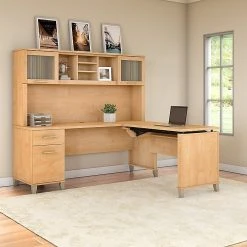 Bush Furniture Somerset 72W 3 Position Sit To Stand L Shaped Desk With Hutch, Maple Cross (SET015MC) -Staples Department Store sp45060457 sc7