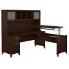 Bush Furniture Somerset 72W 3 Position Sit To Stand L Shaped Desk With Hutch, Mocha Cherry (SET015MR)
