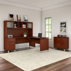 Bush Furniture Somerset 72W 3 Position Sit To Stand L Shaped Desk With Hutch And File Cabinet, Hansen Cherry (SET016HC) -Staples Department Store sp45060476 sc7