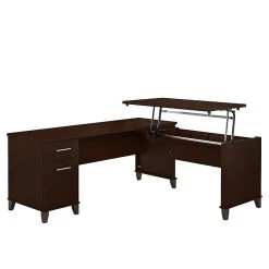 Bush Furniture Somerset 72W 3 Position Sit To Stand L Shaped Desk, Mocha Cherry (SET014MR)