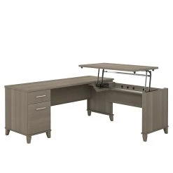 Bush Furniture Somerset 72W 3 Position Sit To Stand L Shaped Desk, Ash Gray (SET014AG)